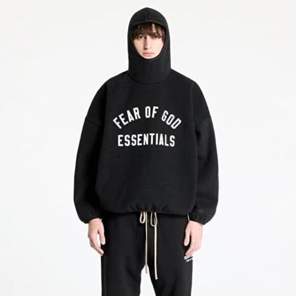 Fear of God Essentials Men's Black Brushed Hoodie Sweatshirt Top Size Large NWOT - Picture 1 of 11